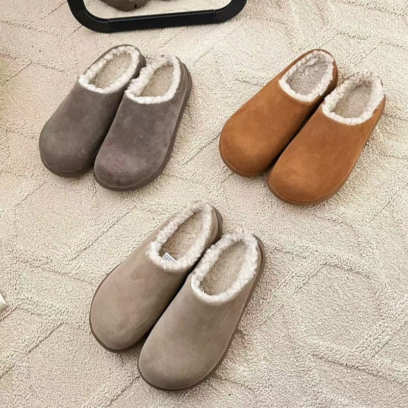 半包小土豆2024冬row慵懒风真皮桑坡加绒一脚蹬包头穆勒女拖鞋,女鞋,勃肯鞋/软木鞋,淘宝优惠券,粉丝福利购,淘宝优惠卷