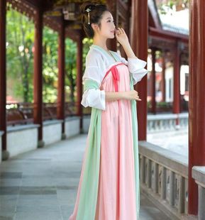古装清新淡雅学生长袖裙汉服仙女古风汉服改良齐胸芥子记唐装襦裙