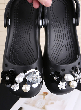 适配crocs洞洞鞋配饰芭蕾鞋鞋花装饰卡扣配件diy水钻花朵鞋扣饰品