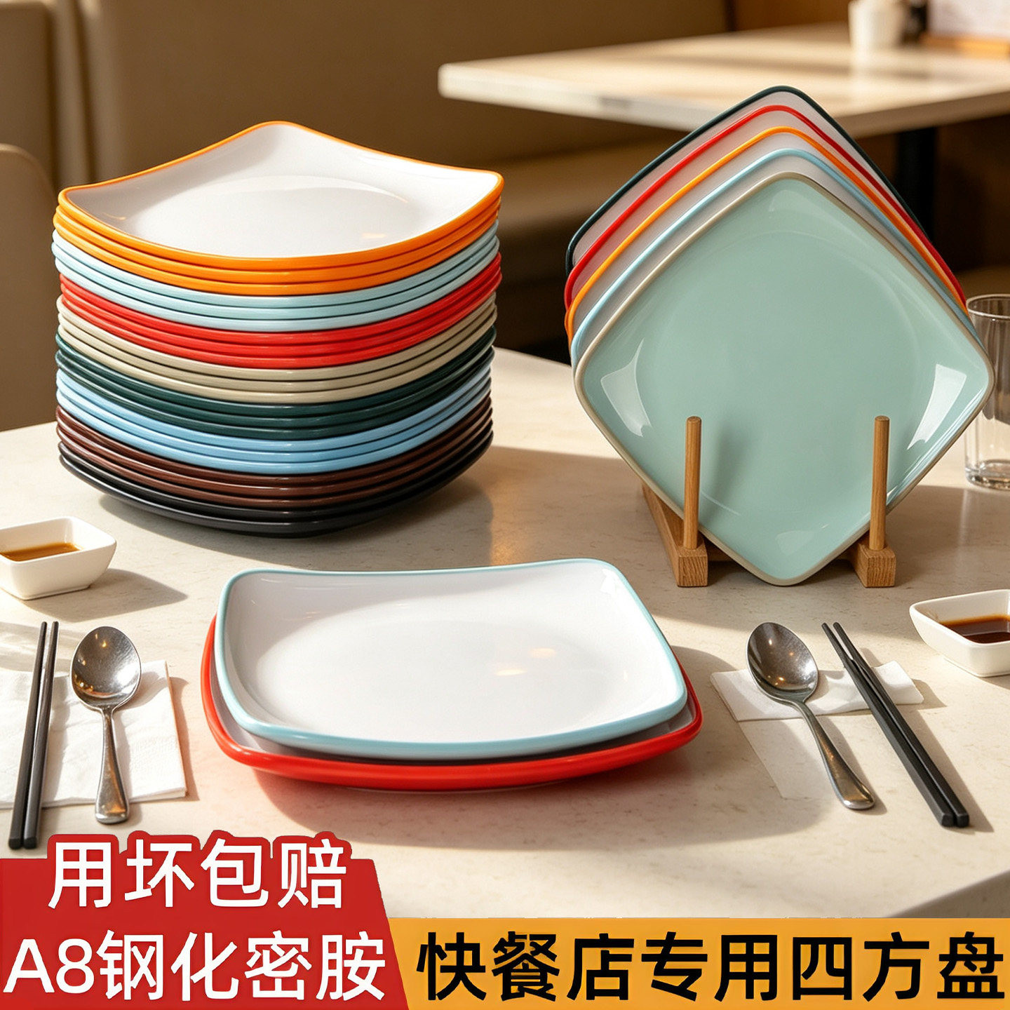 快餐店商用炒饭盖浇饭盘密胺餐具