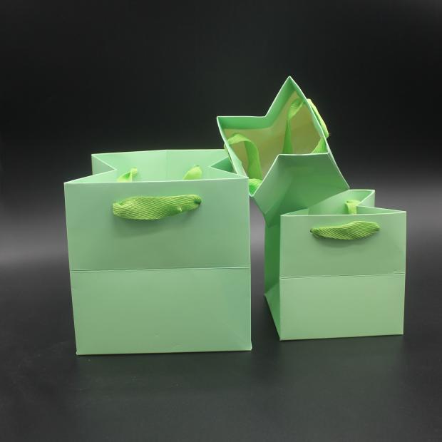 10个淡绿色方体袋白卡腹膜宽底纸袋大侧宽鲜花多肉植物包装袋包邮