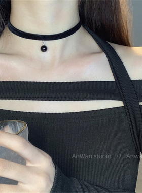 IU同款锁骨链choker颈链女黑色脖颈带短款气质简约项圈网红脖饰潮