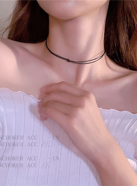 王子文同款chocker黑色项圈甜美设计感曲筱绡颈带链秋冬锁骨项链