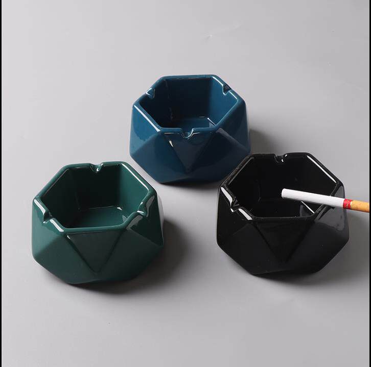 创意小码陶瓷烟灰缸个性潮流 家用中式现代车载便携床头 卧室烟缸