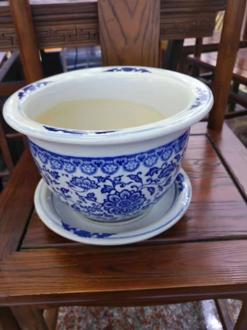 景德镇陶瓷花盆送底托超大39厘米家用青花中国风发财树铁树落地盆,鲜花速递/花卉仿真/绿植园艺,花盆,淘宝优惠券,粉丝福利购,淘宝优惠卷