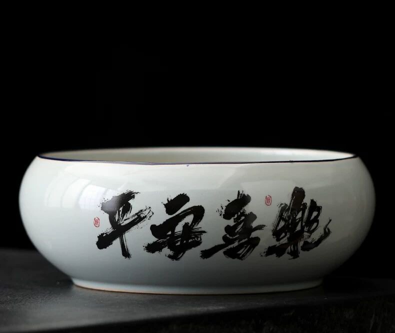 创意时尚潮流烟灰缸陶瓷大码高颜值家用客厅中式桌面多功能垃圾缸