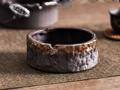 个性 家用客厅中式 酒吧KTV架烟复古烟缸 饰烟灰缸防灰飞小号 粗陶装