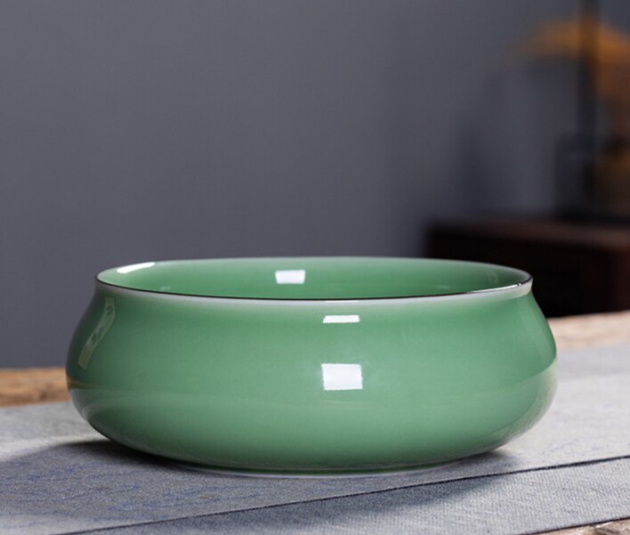 创意新中式龙泉青瓷烟灰缸大码家用客厅多功能垃圾果皮收纳茶渣缸