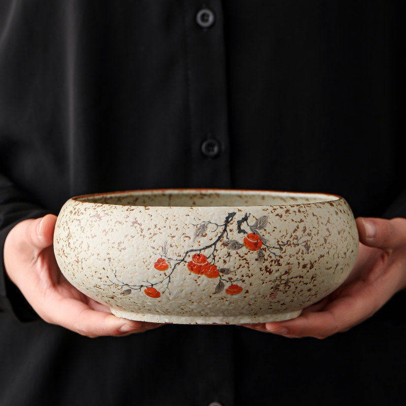 创意中式陶瓷烟灰缸大码 家用客厅高端大气多功能果皮垃圾收纳缸