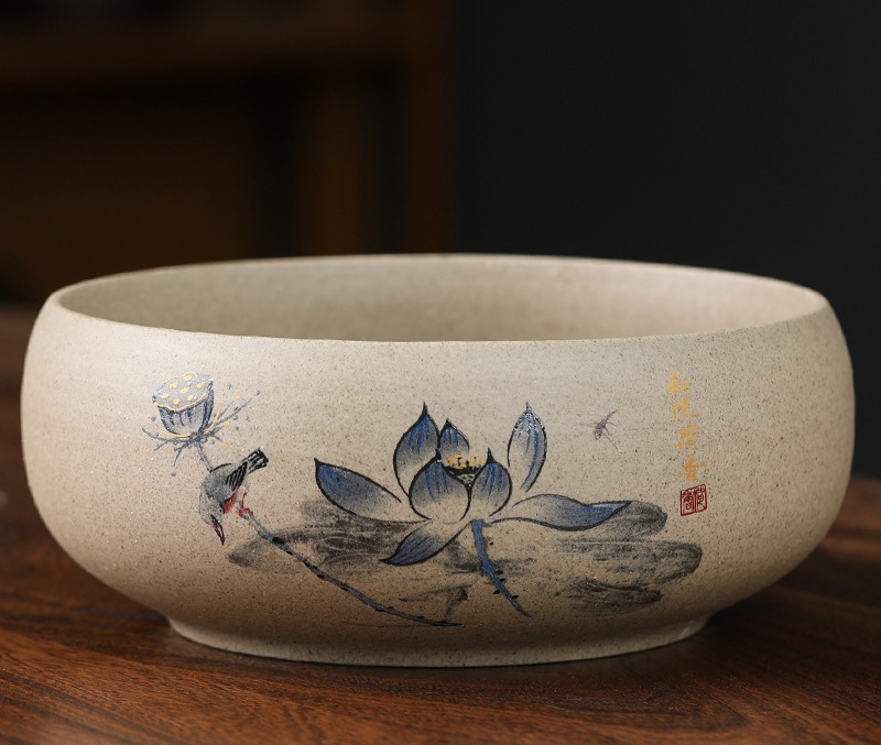 创意潮流时尚粗陶烟灰缸大码高端大气上档次家用客厅中式多功能缸