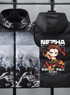 青少年羽绒棉马甲新款秋冬季两面穿男孩外套保暖加厚坎肩学生背心