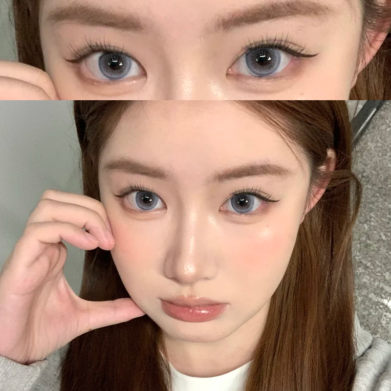 fomomy美瞳清水蓝灰色半年抛无锁边灵动水润大直径女隐形眼镜CTB