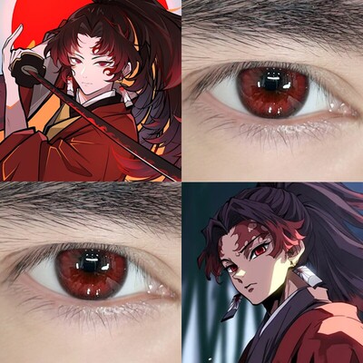 继国缘一cos美瞳半年抛小大直径红色显色鬼灭之刃漫展隐形眼镜DST