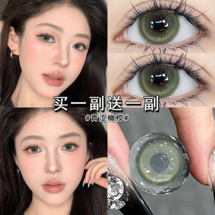 liliyacon青涩橄榄美瞳半年抛大直径绿色混血带度数隐形眼镜博qc