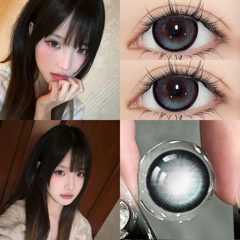 lemonade美瞳定轴高光半年抛蓝色锁边高光水润大直径隐形眼镜ctb