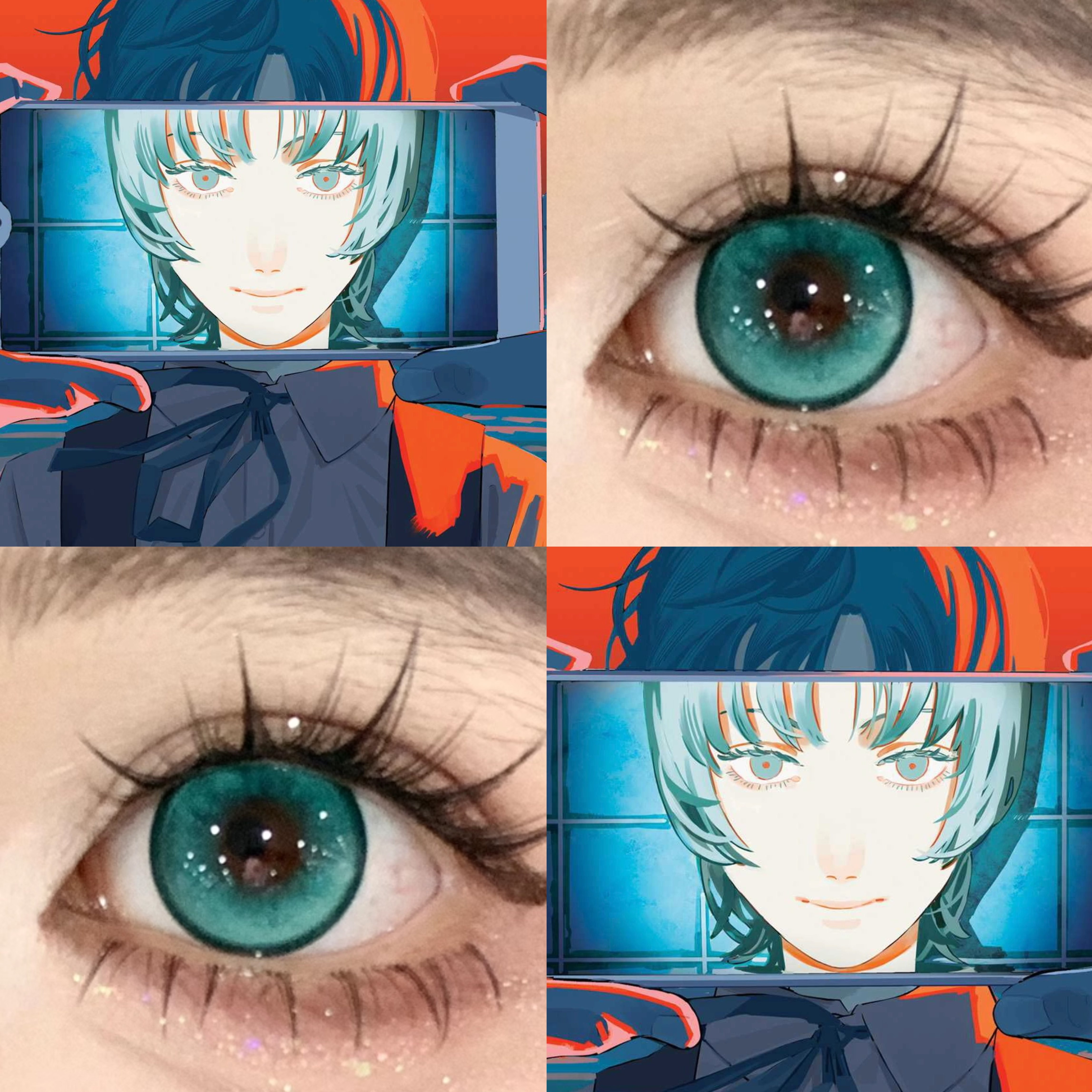 再见绘梨cos美瞳日抛青色黑锁边水水森绿香草绿铛铛绿天水碧贺WE