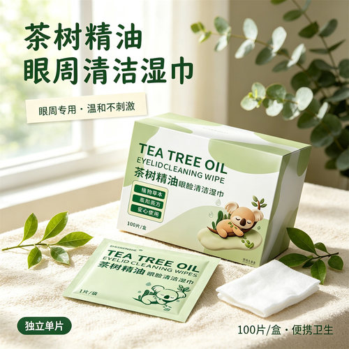 茶树精油眼脸清洁湿巾