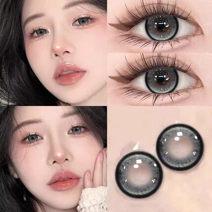 恋爱布偶月抛美瞳灰色大直径粗黑边硅2片装水凝胶隐形眼镜WF女TN