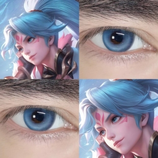 亚连落雪白狼COS美瞳蓝色半年抛小大直径王者漫展隐形眼镜年抛2TB