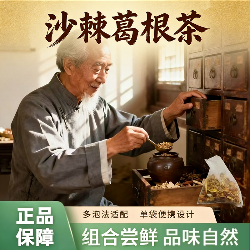 仁和雪雅牌沙棘葛根茶官方旗舰店正品草本植萃养生茶直播同款7qk