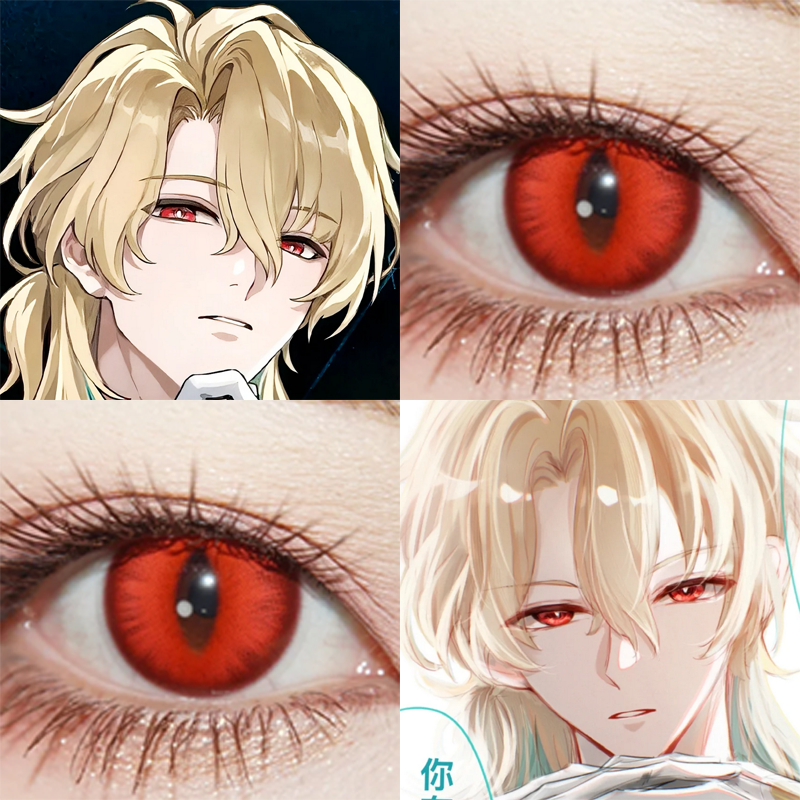 陆·赫斯cos美瞳日抛鸣潮赤龙焚天红色光晕冰砂糖红初枫染漫展gc