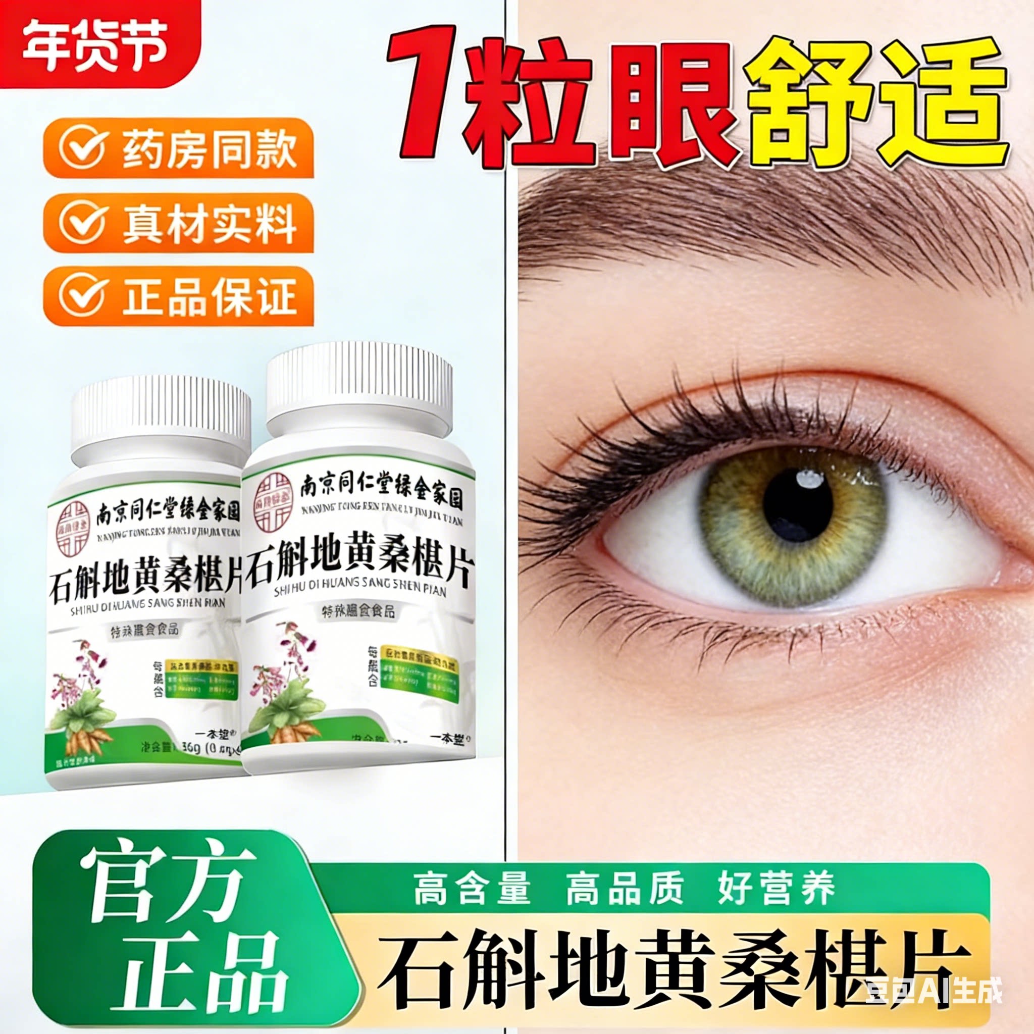 南京同仁堂石斛地黄桑葚片椹草本植物护眼片正品官方滋养眼睛HB