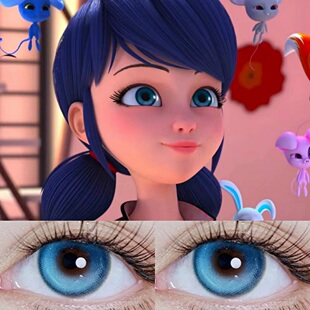 玛丽娜cos美瞳瓢虫雷迪蓝色半年抛小大直径显色隐形眼镜漫展2tb