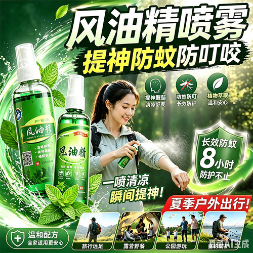 风油精喷雾式老牌字正品官方旗舰店小瓶大瓶500ml清凉蚊虫叮咬5hc