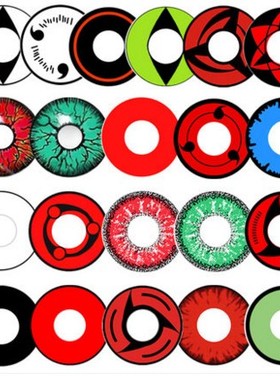 cosplay美瞳万花筒绿色红猫眼六芒星纯黑隐形近视眼镜tj