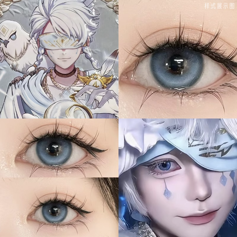 先知白cos蓝色美瞳显色混血第五人格半年抛大直径漫展隐形眼镜3ST