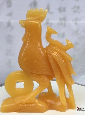 天然黄玉十二生肖鸡摆件家居客厅装饰品大吉大利乔迁开业送礼摆设