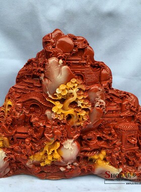 高仿桃园结义山水摆件客厅玄关