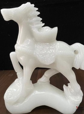 玉乡之源白玉保平安新中式马摆件