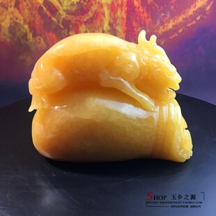 天然米黄玉貔貅玉石雕刻摆件家居客厅玄关酒柜书房装饰品礼品摆设