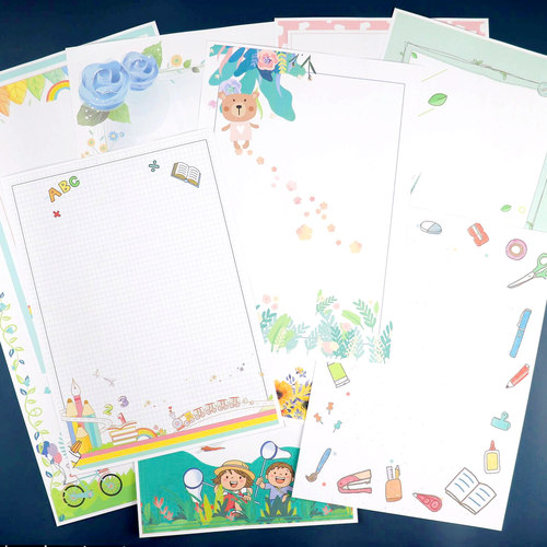 A4创意小清新可爱学生卡通儿童简约图案信纸精美书写信笺情书稿纸
