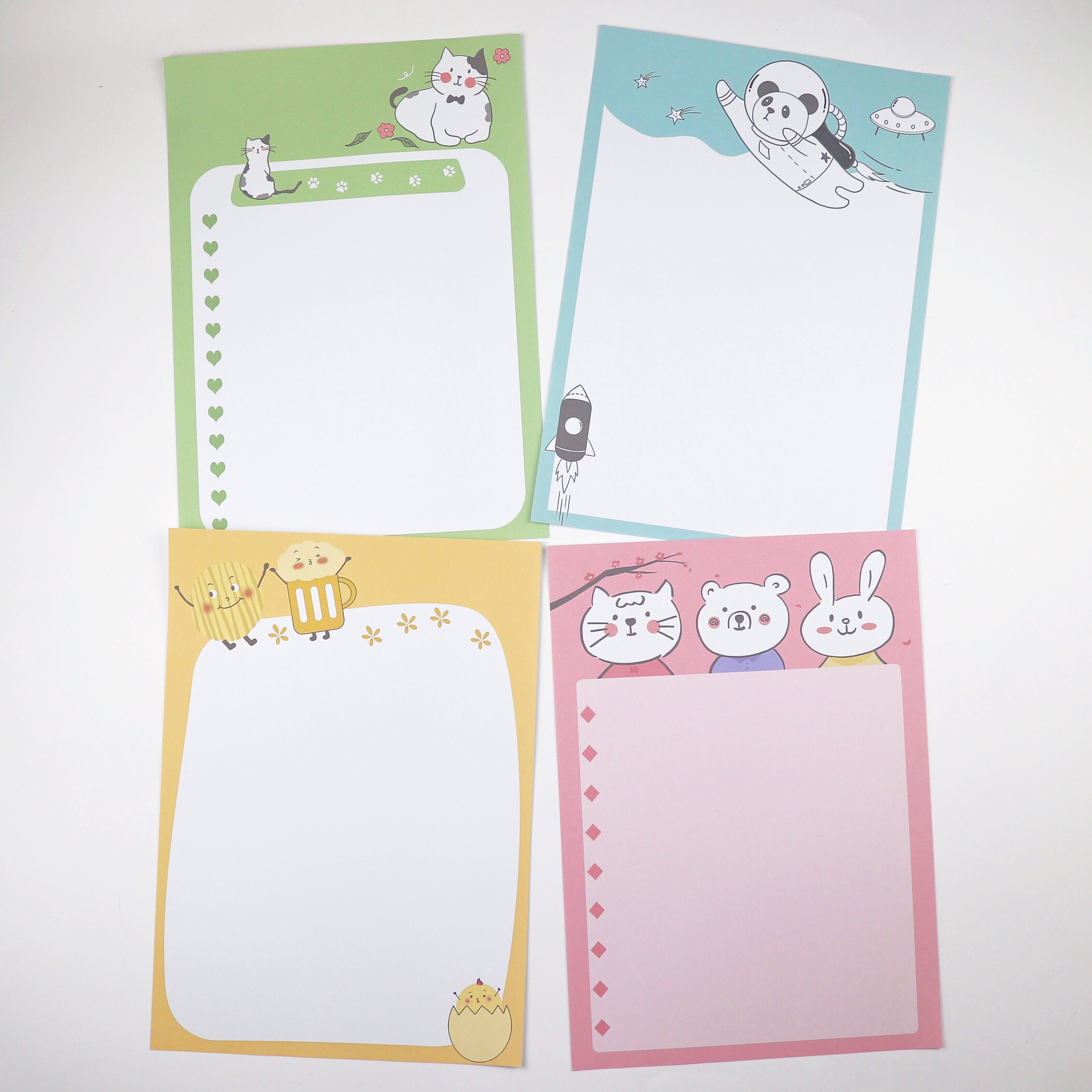 可爱动物a4可打印信纸单面稿纸练习纸竖版儿童幼儿园清新信封定制