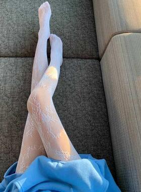 性感辣妹2022新款女装黑色小心机修身显瘦白色蕾丝网袜女光腿袜潮