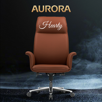 震旦AURORA皮椅CEP10老板真牛皮浅灰色主管电脑椅办公椅旋转椅子