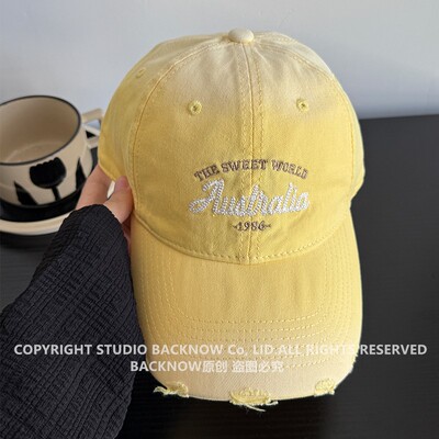 奶黄色棒球帽显白版型好鸭舌帽