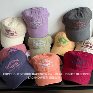 BACKNOW原创设计纯棉棒球帽宽檐大头围显脸小美式复古鸭舌帽男女