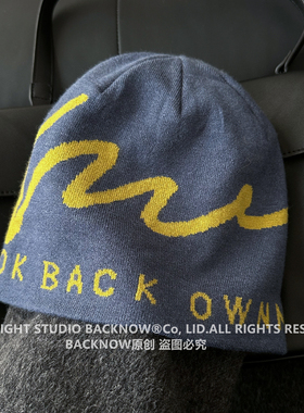 BACKNOW高品质字母针织包头帽