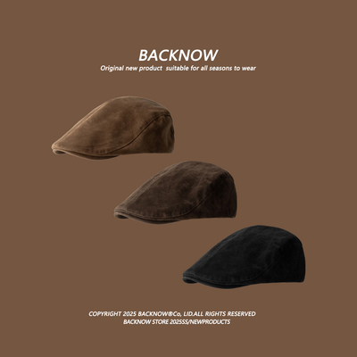 BACKNOW仿麂皮绒前进帽复古老钱