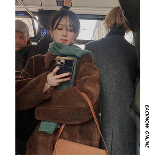 韩版针织小围巾2026秋冬新款女网红纯色围脖男保暖显白休闲防寒