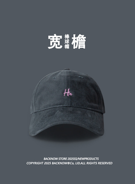 BACKNOW宽帽檐大头围棒球帽女显脸小深顶帽子灰色高级感鸭舌帽男