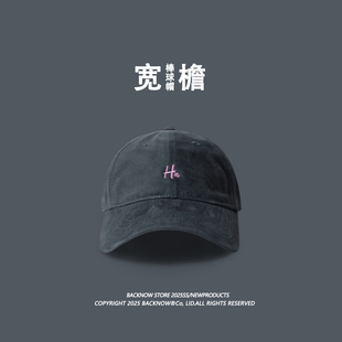 BACKNOW宽帽檐大头围棒球帽女显脸小深顶帽子灰色高级感鸭舌帽男