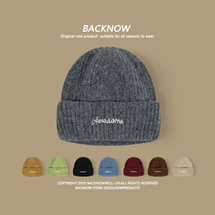BACKNOW冬季保暖针织帽女韩版休闲毛线帽街头防寒护耳冷帽显脸小