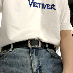 BACKNOW自制皮腰带休闲皮带纯色ins复古光身韩版 简约潮人男女通用