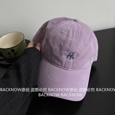 BACKNOW显白紫色大头鸭舌帽男女