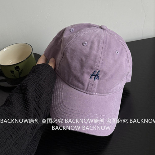 BACKNOW显白紫色大头鸭舌帽男女