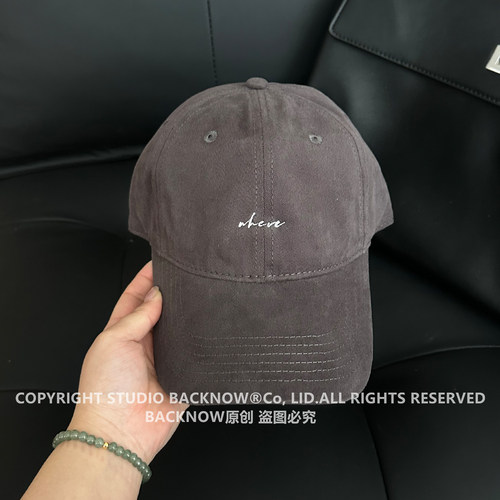 BACKNOW字母复古磨毛棉棒球帽
